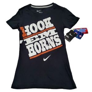 NIKE Texas Longhorn Hook em Horns short sleeve crew neck tee black Slim …